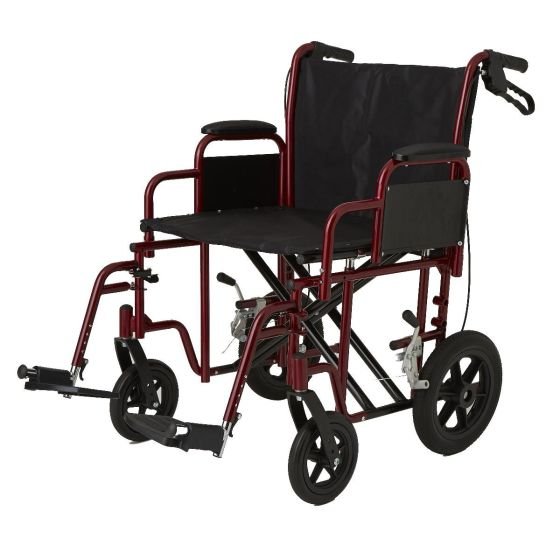 bariatric-transport-chair-mds80822b-1-each-hammertone Medline Transport Chair with Removable Desk-Length Arms and Swing-Away Footrests 22in Seat 500lbs Red 1Ct - Image 1