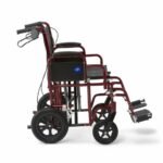 Medline Transport Chair with Removable Desk-Length Arms and Swing-Away Footrests 22in Seat 500lbs Red 1Ct - Image 7